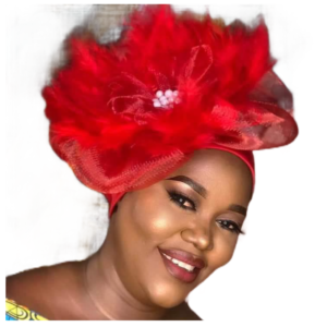 Red Feather & Mesh Fascinator Turban | Pre-Tied African Auto-Gele Headwrap