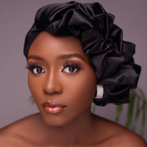 Luxury Black Satin Ruffled Pre-Tied AfricanTurban
