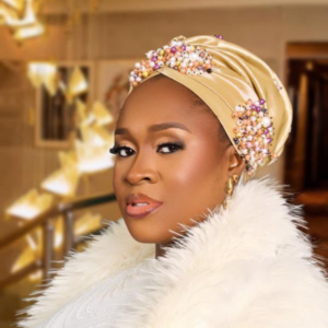Luxury Gold Satin Turban with Multicolor Bead & Pearl Crown | Pre-Tied African Headwrap